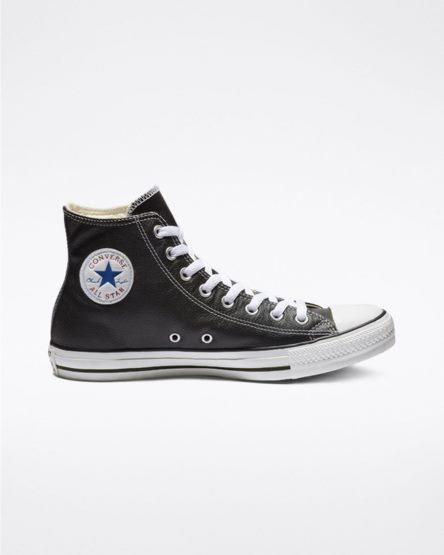 Women's Converse Chuck Taylor All Star Leather High Top Shoes Black | AU 18E53X